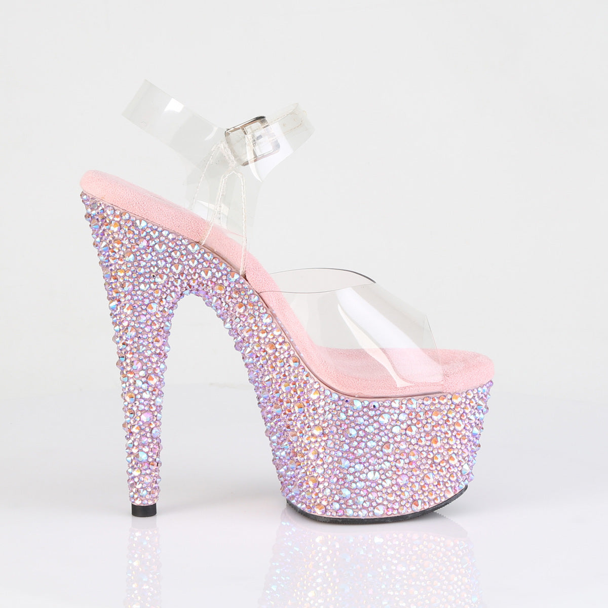 7" Heel, 2 3/4" PF Ankle Strap Sandal w/Multi Sized RS (Pleaser BEJ708MS/C-B/BMCRS)
