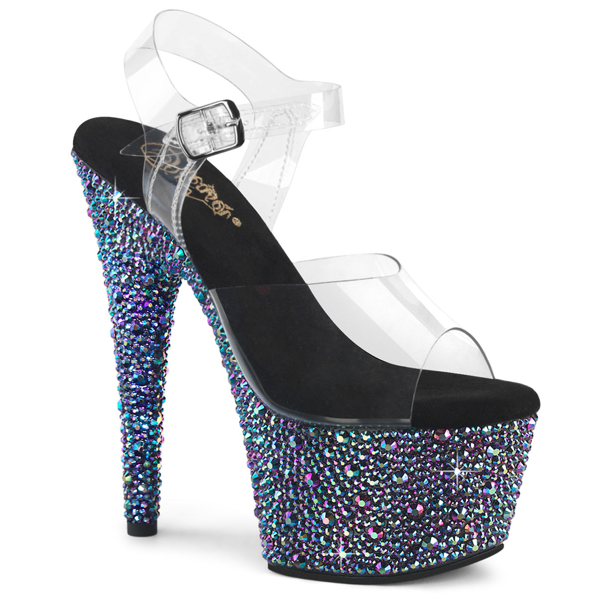 7" Heel, 2 3/4" PF Ankle Strap Sandal w/Multi Sized RS (Pleaser BEJ708MS/C-B/BMCRS)
