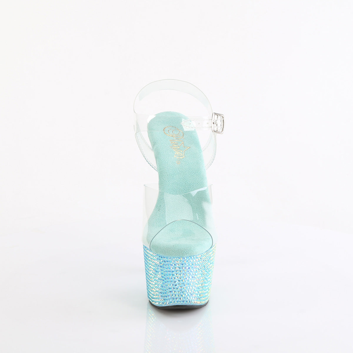 *7" Heel, 2 3/4" PF Ankle Strap Sandal w/ Resin RS (Pleaser BEJ708RRS/C/AGQRS)