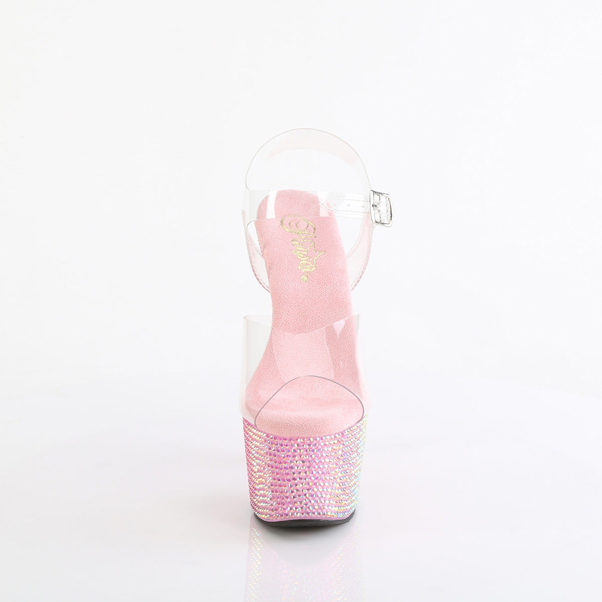 *7" Heel, 2 3/4" PF Ankle Strap Sandal w/ Resin RS (Pleaser BEJ708RRS/C/AGQRS)