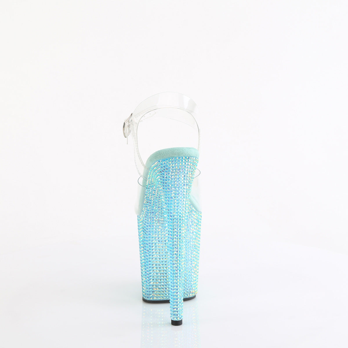 *8" Heel, 4" PF Ankle Strap Sandal w/ Resin RS (Pleaser BEJ808RRS/C/AGQRS)