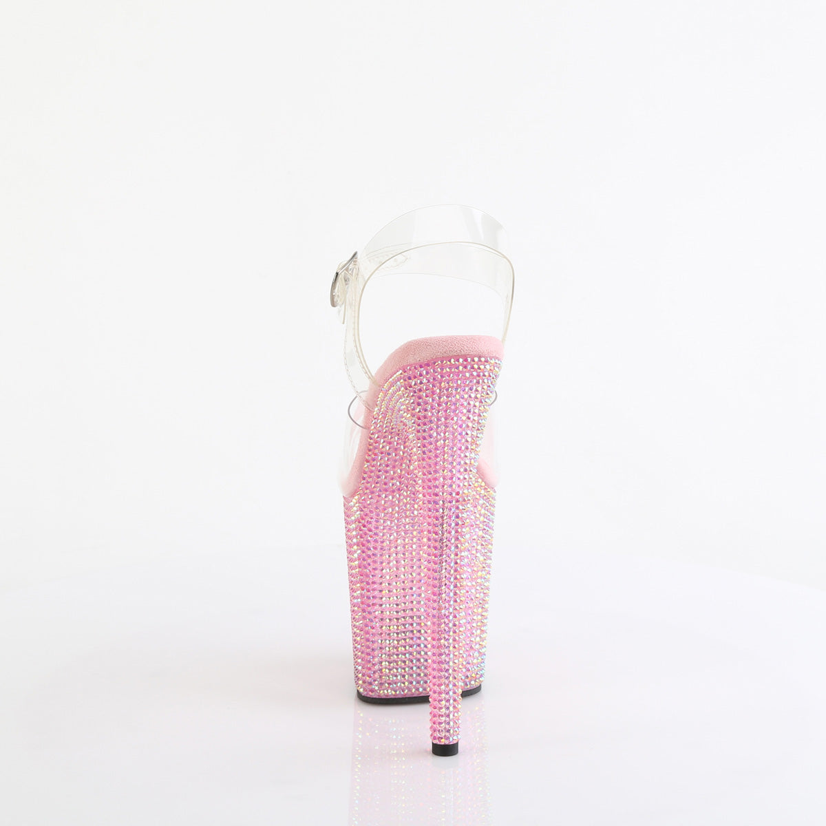 *8" Heel, 4" PF Ankle Strap Sandal w/ Resin RS (Pleaser BEJ808RRS/C/AGQRS)