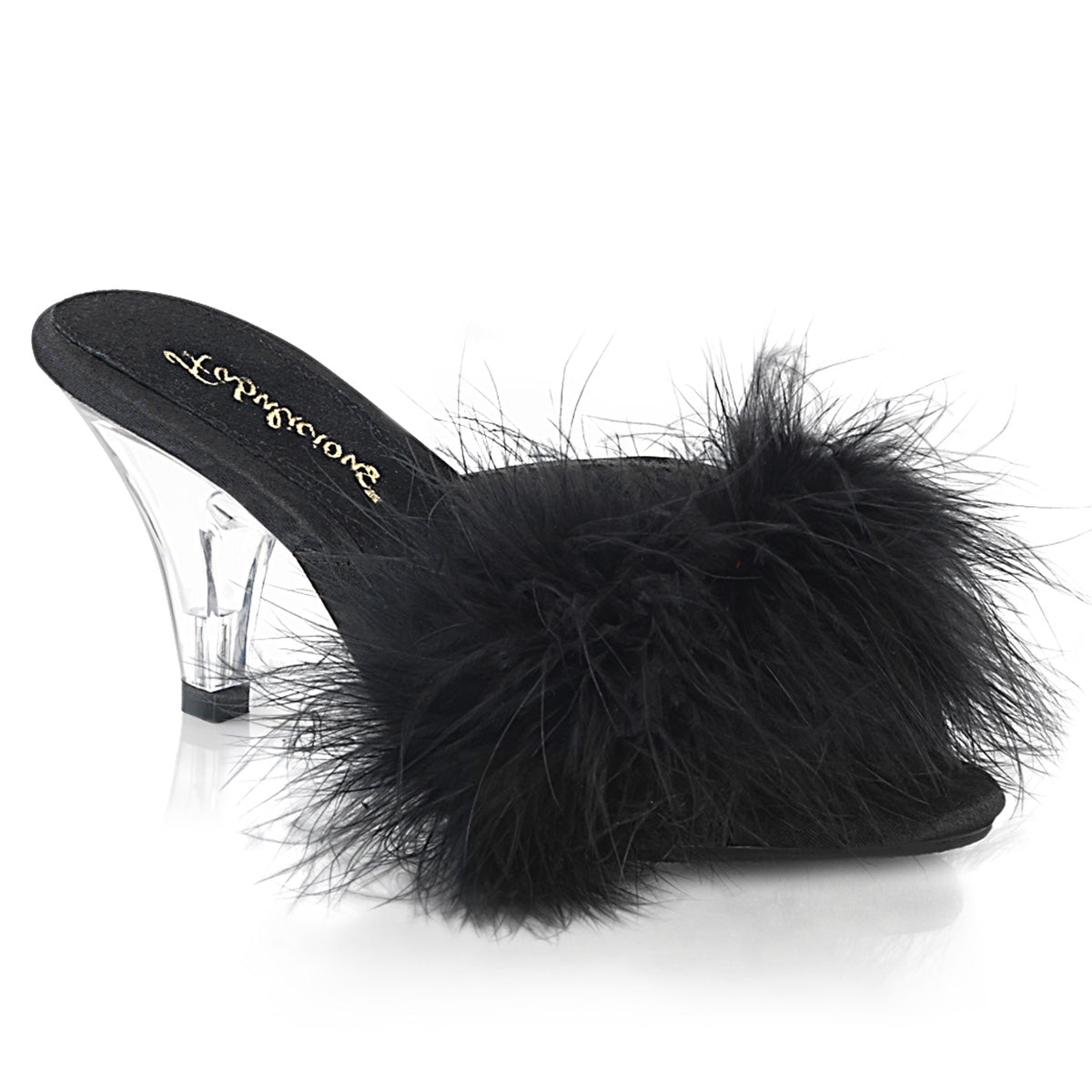 3" Heel, 1/8" Mini PF Marabou Fur Slide (Fabulicious BEL301F/BPPU)