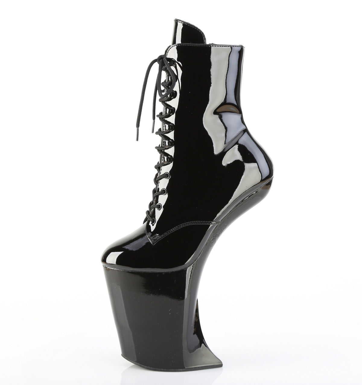 9" Heelless, 4" PF Lace-Up Front Ankle Boot, Inside Zip (Pleaser BEW1020/B/M)