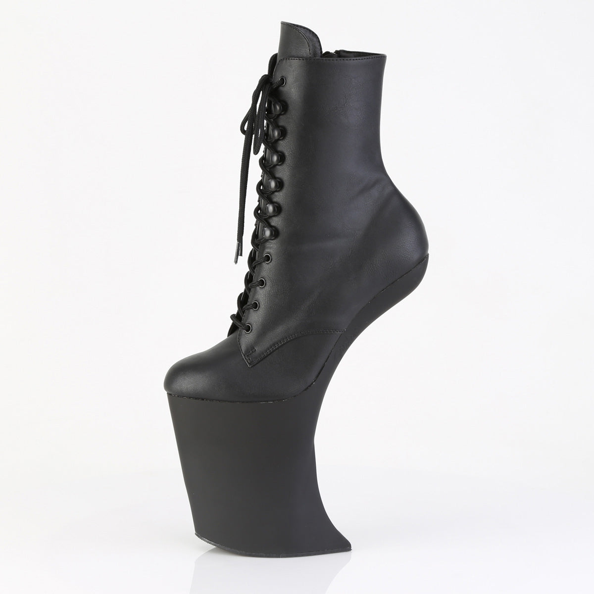 9" Heelless, 4" PF Lace-Up Front Ankle Boot, Inside Zip (Pleaser BEW1020/B/M)