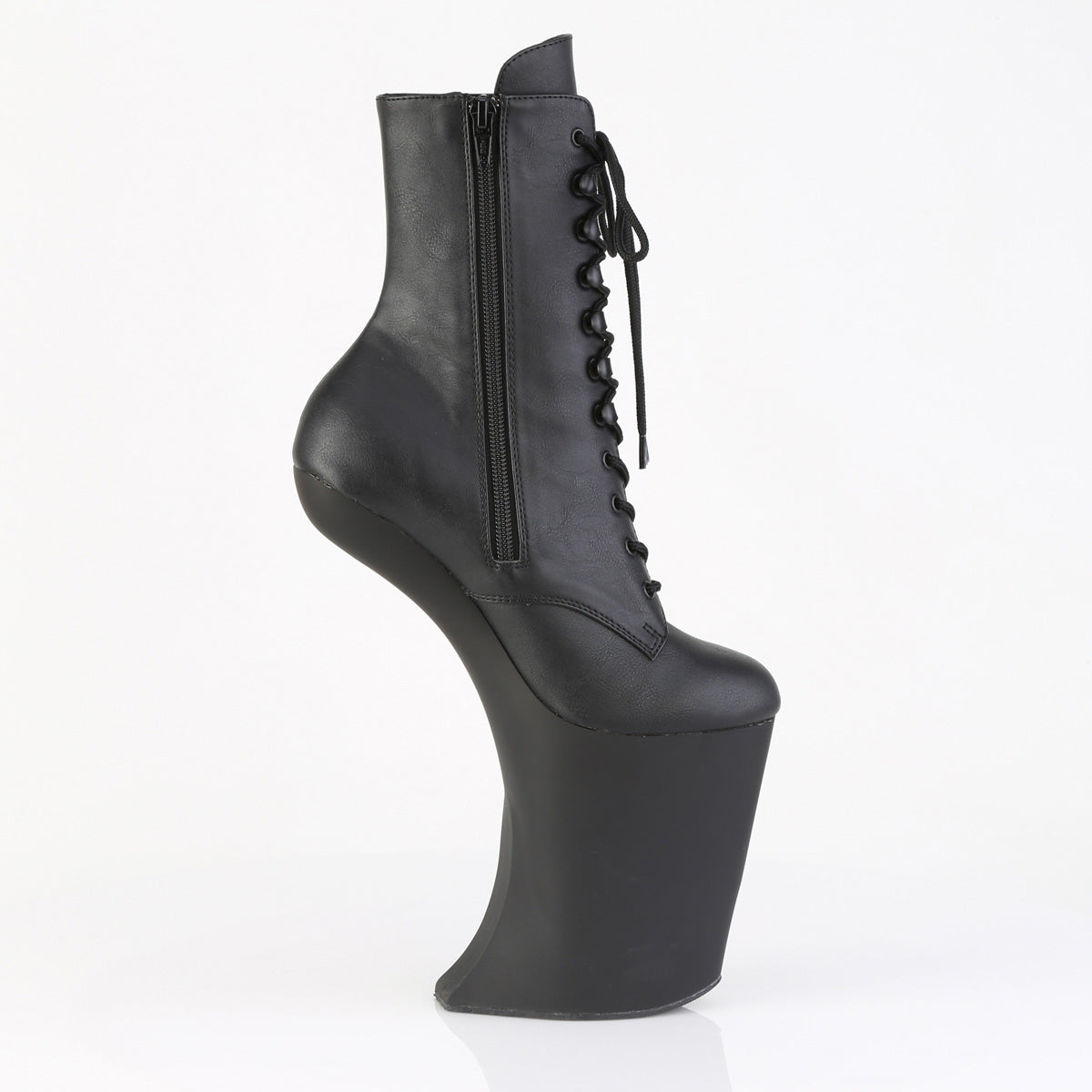 9" Heelless, 4" PF Lace-Up Front Ankle Boot, Inside Zip (Pleaser BEW1020/B/M)