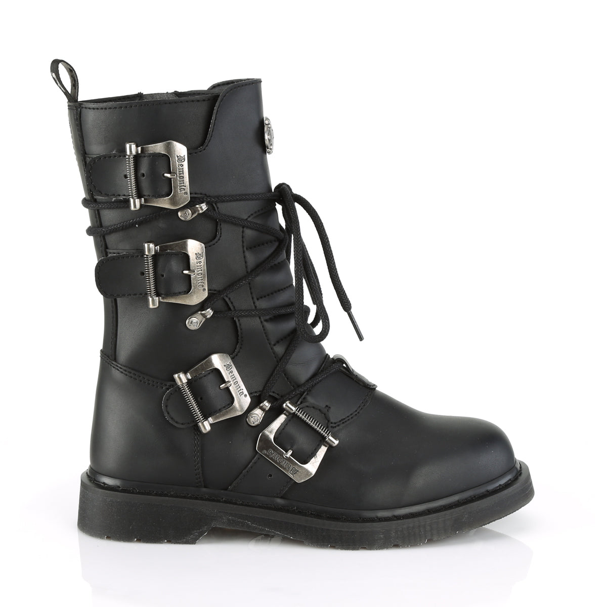 1 1/4" Heel, Mid-Calf Combat Boot, Side Zip (Demonia BOLT265/BVL)