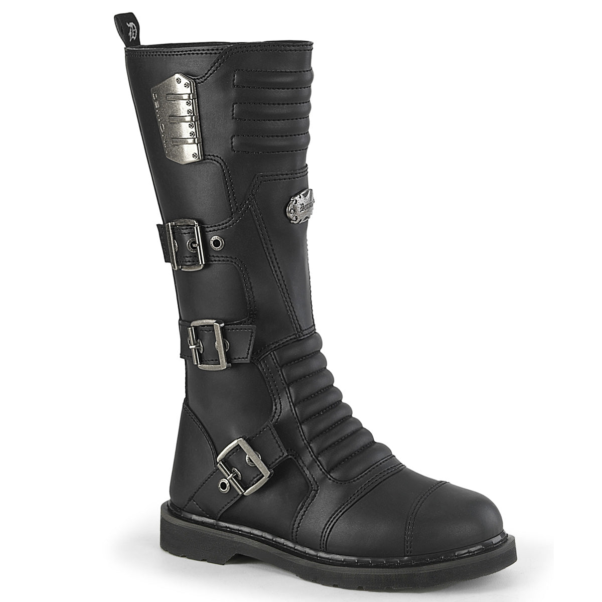 1 1/4" Heel 20 Eyelet Knee High Combat Boot, Side Zip (Demonia BOLT405/BVL)