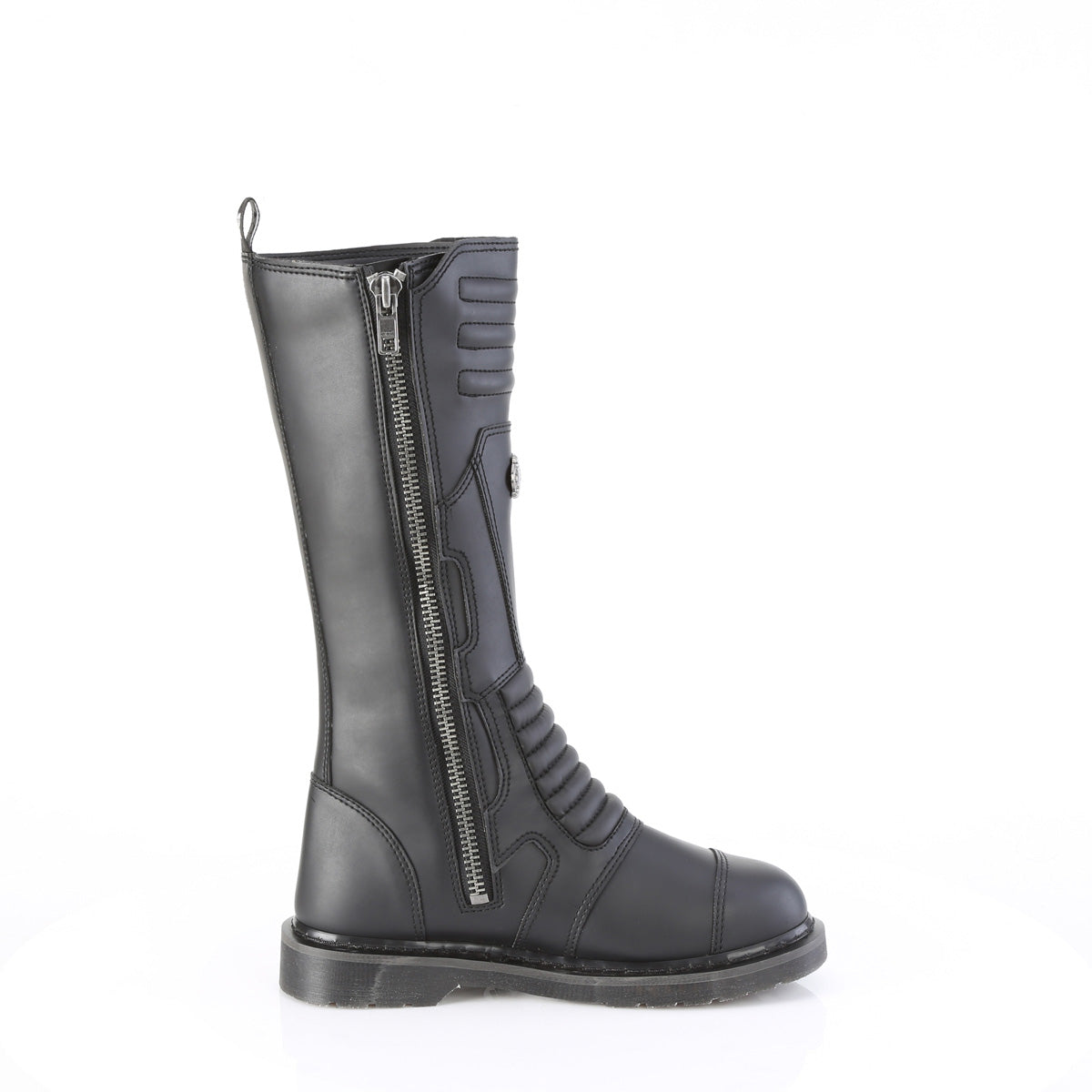 1 1/4" Heel 20 Eyelet Knee High Combat Boot, Side Zip (Demonia BOLT405/BVL)