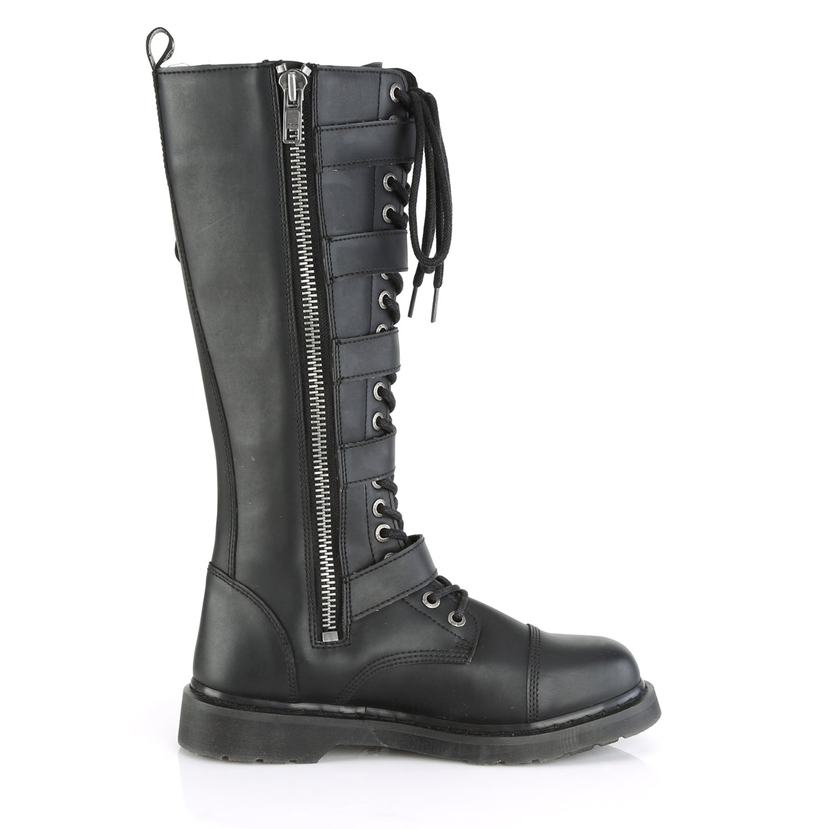 1 1/4" Heel 20 Eyelet Knee High Combat Boot, Side Zip (Demonia BOLT425/BVL)