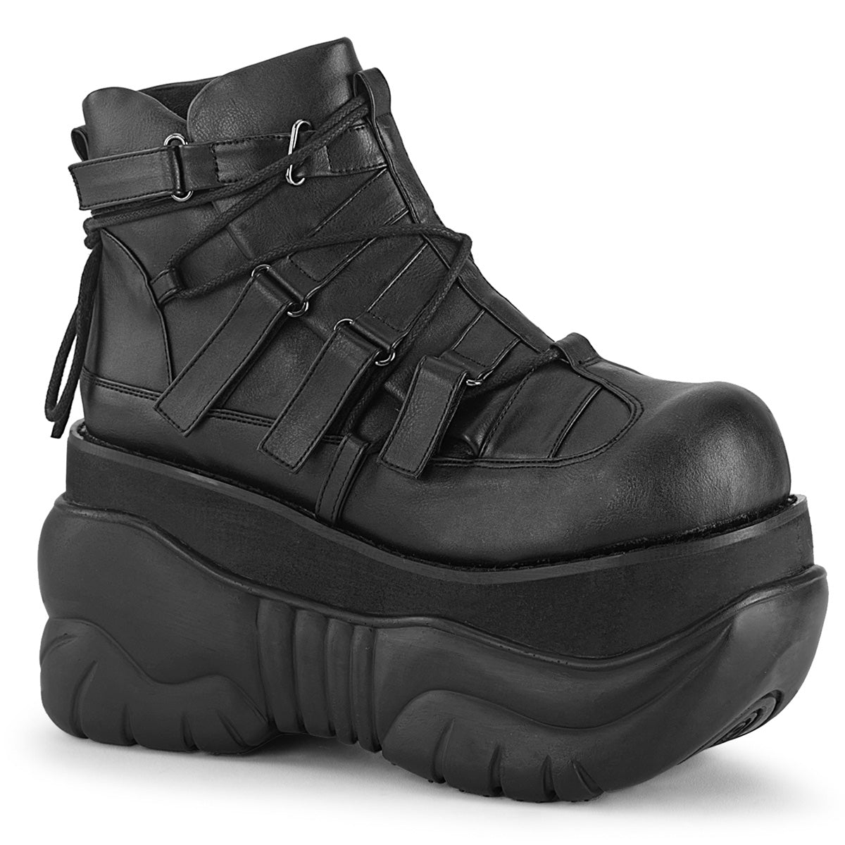 4" PF Ankle Bootie w/ Hook N' Loop Straps (Demonia BOX13/BVL)