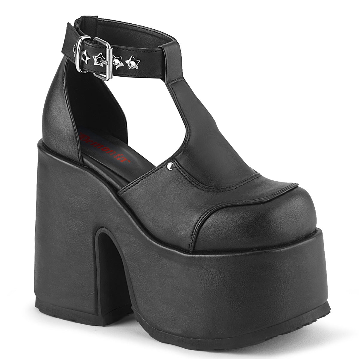 5" Chunky Heel, 3" Platform Eyelet T-Strap Sandal (Demonia CAM103/B)