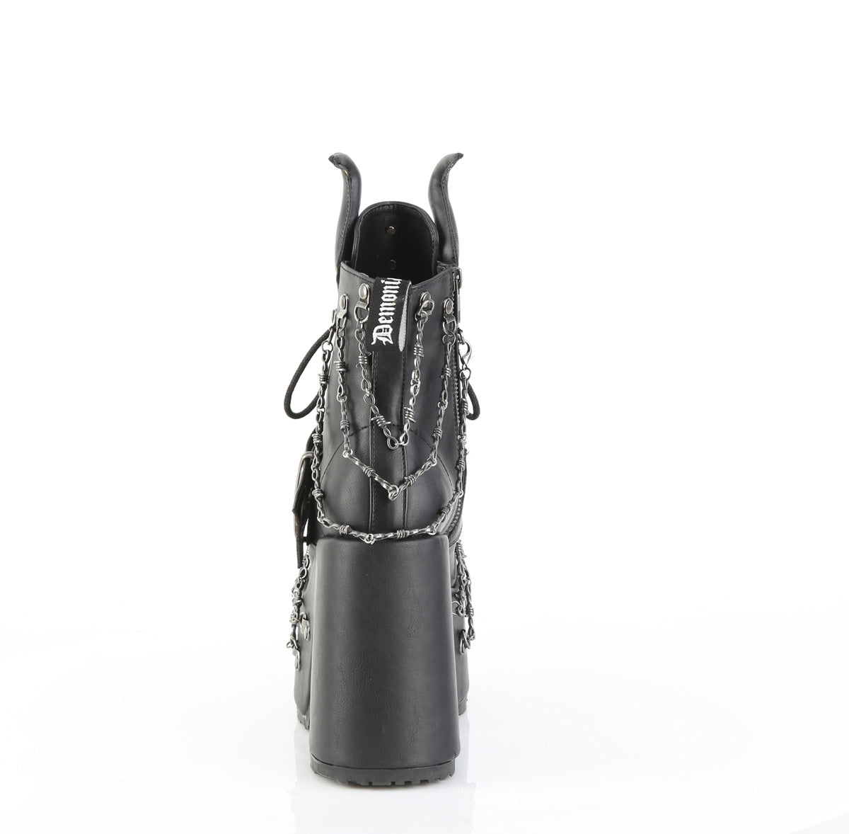 5" Chunky Heel, 3" PF, D-Ring Lace-Up Ankle Boot, Side Zip (Demonia CAM64/BVL)