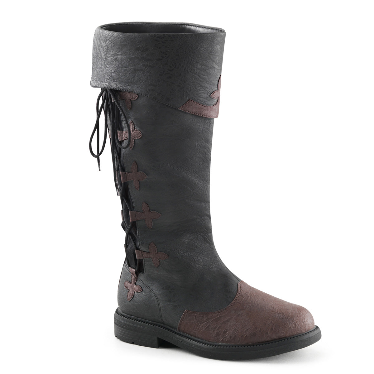 **1" Flat Heel Men's Knee High Pull-on Boot w/ Side Lace (Funtasma CAP110/B-BNPU)