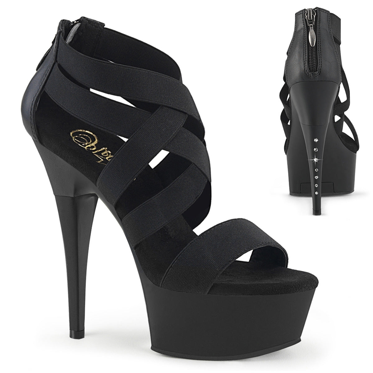 6" Heel, 1 3/4" PF Criss Cross Sandal w/ RS on Heel (Pleaser CAP669/BELS/M)