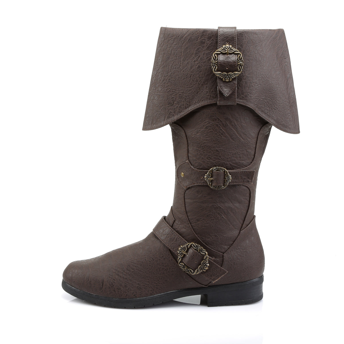 1 1/2" Heel, Cuffed Knee Boot W/ Octopus Buckles, Side Zip (Funtasma CARR299/BNPU)