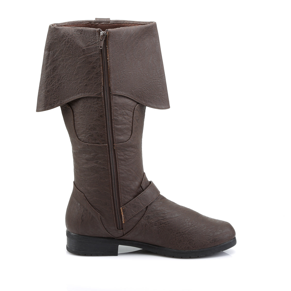1 1/2" Heel, Cuffed Knee Boot W/ Octopus Buckles, Side Zip (Funtasma CARR299/BNPU)