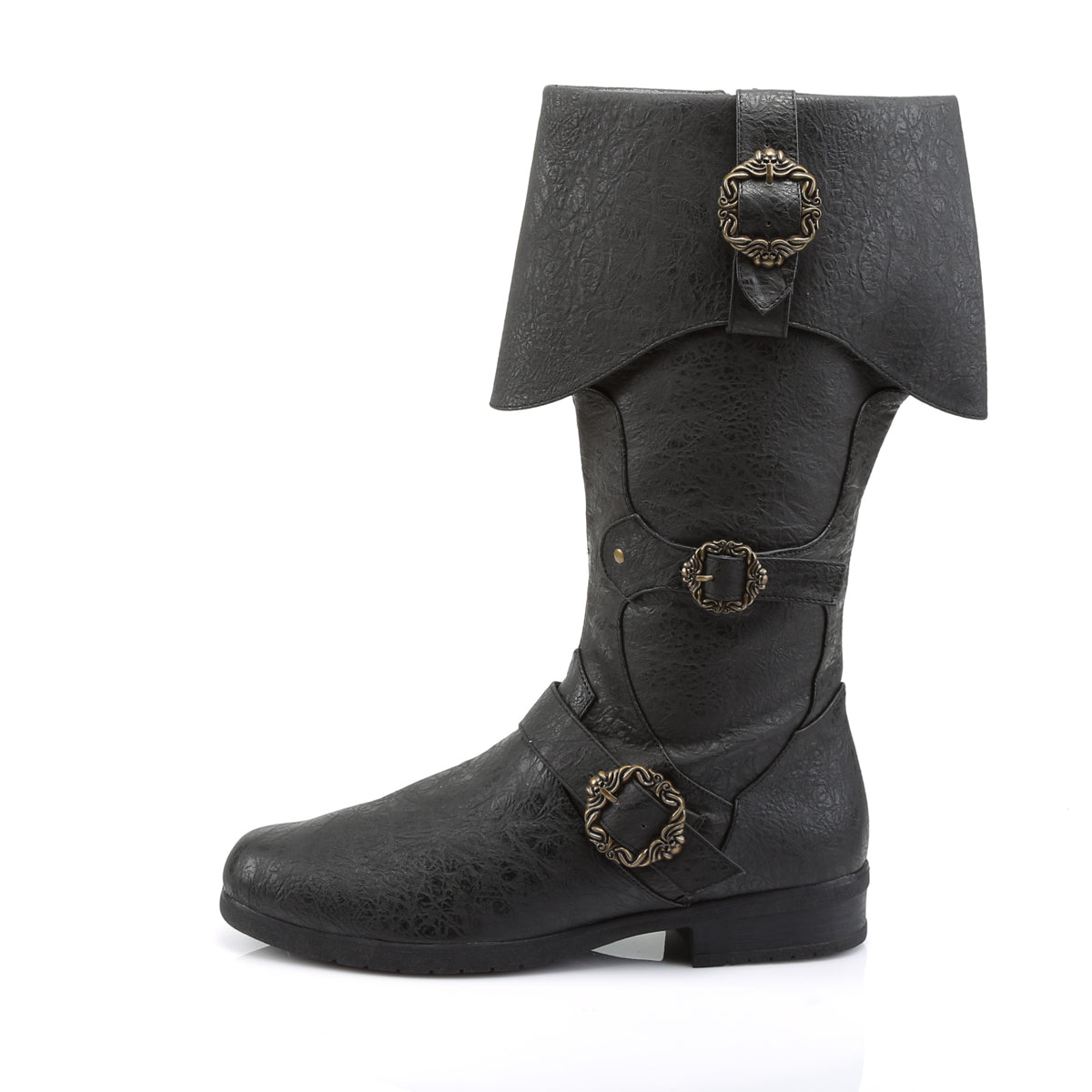 1 1/2" Heel, Cuffed Knee Boot W/ Octopus Buckles, Side Zip (Funtasma CARR299/BNPU)