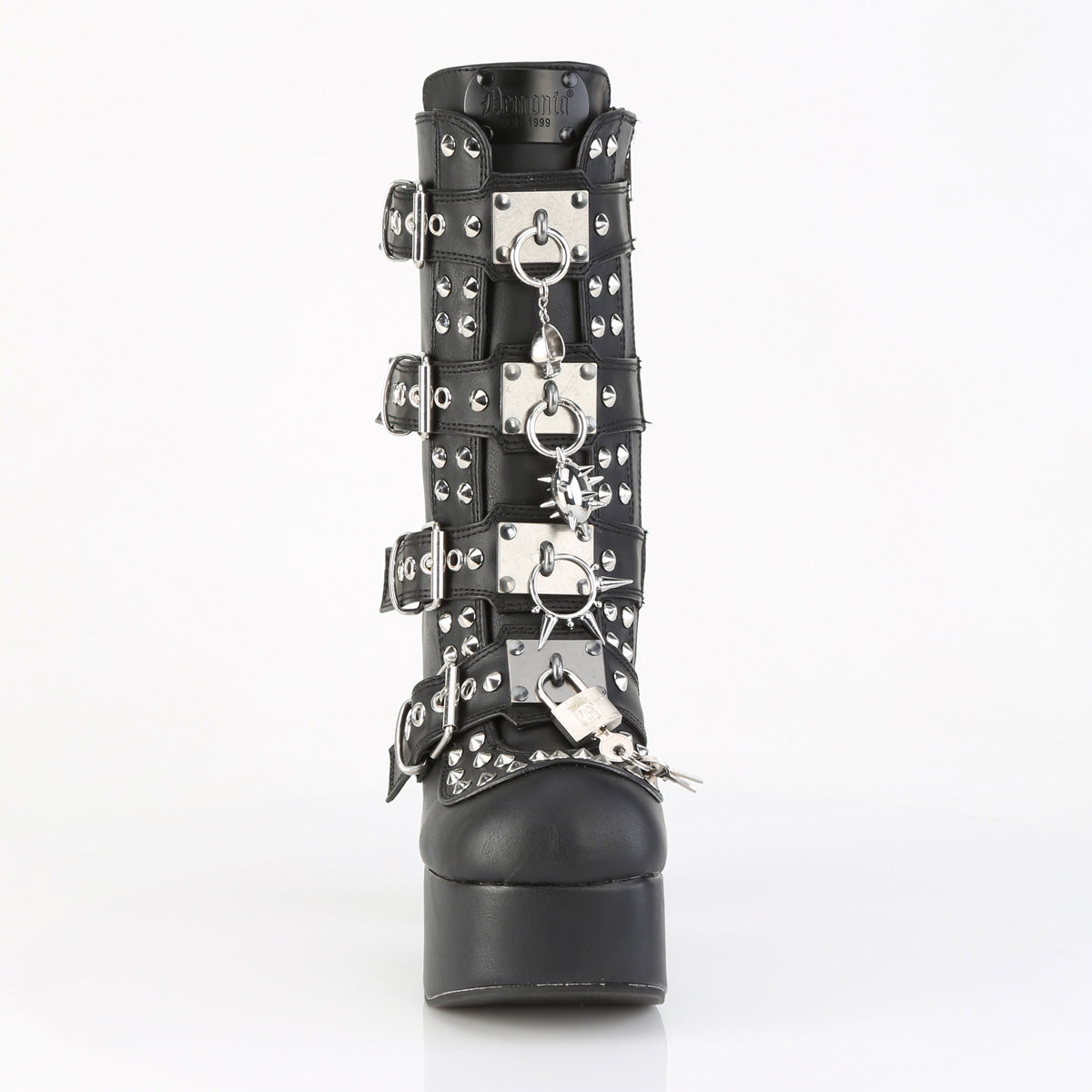 4 1/2" Heel, 2" PF Lace-Up Front Ankle Boot, Inside Zip (Demonia CHA118/BVL)