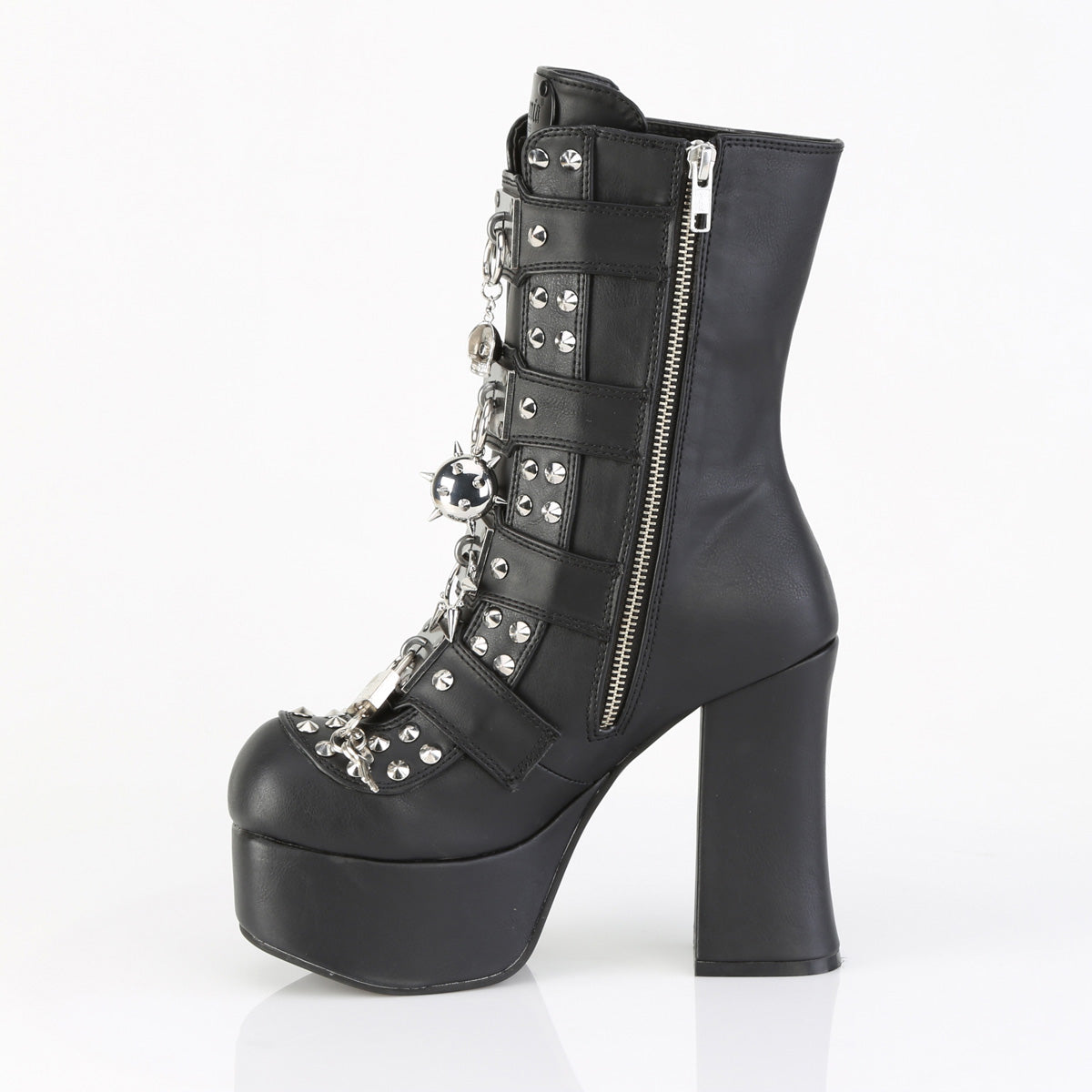 4 1/2" Heel, 2" PF Lace-Up Front Ankle Boot, Inside Zip (Demonia CHA118/BVL)