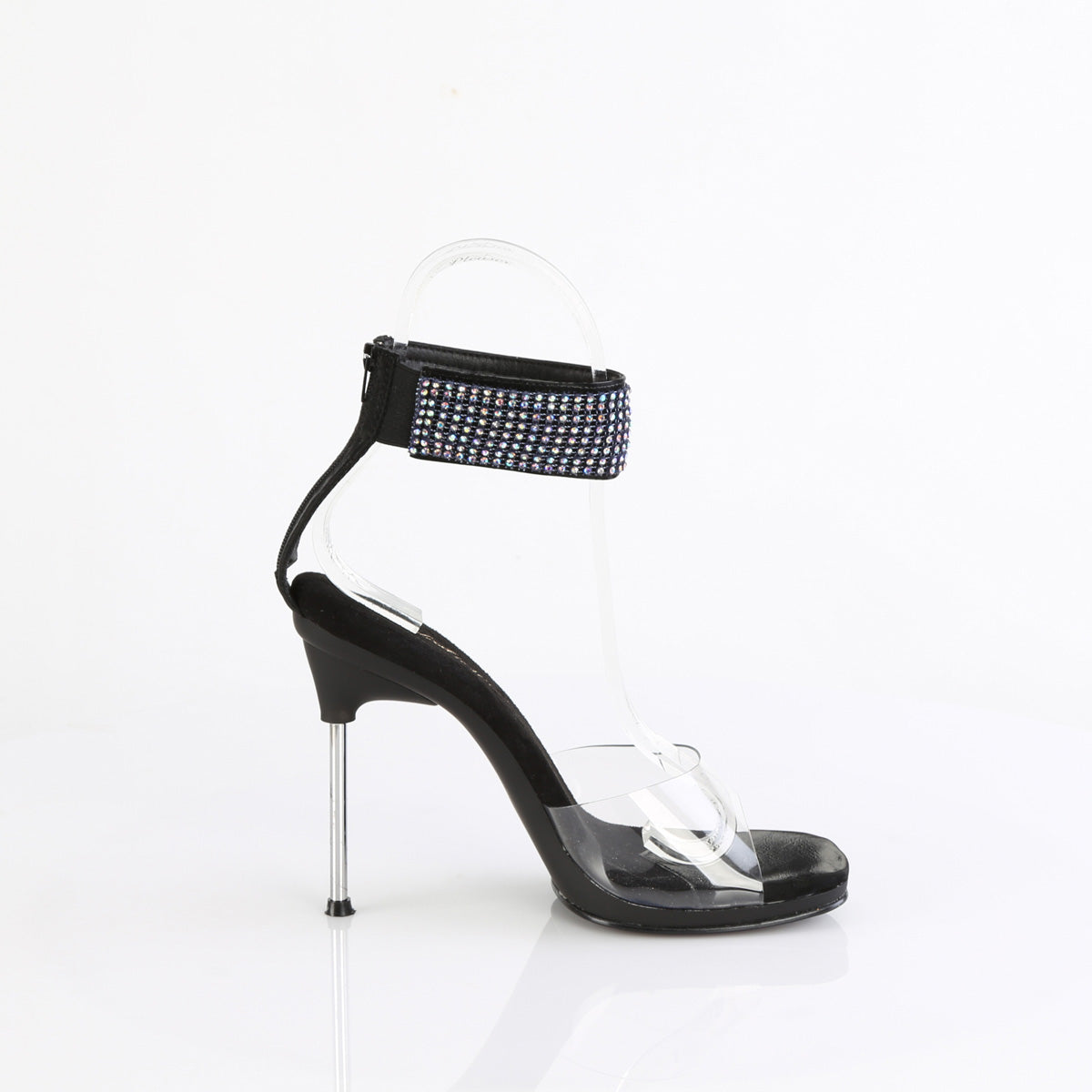 4 1/2" Heel, 1/4" PF Ankle Strap Sandal w/RS, Back Zip (Fabulicious CHIC42/C-BPU-RS/B)