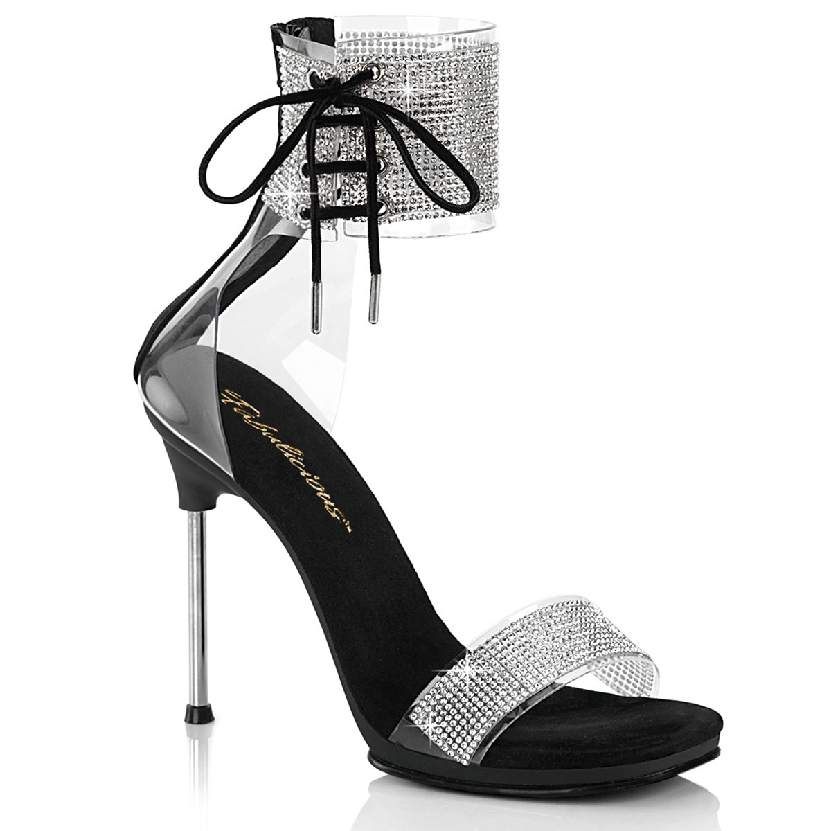 4 1/2" Heel, 1/4" PF Ankle Cuff Sandal w/RS, Back Zip (Fabulicious CHIC47/C-B/B)