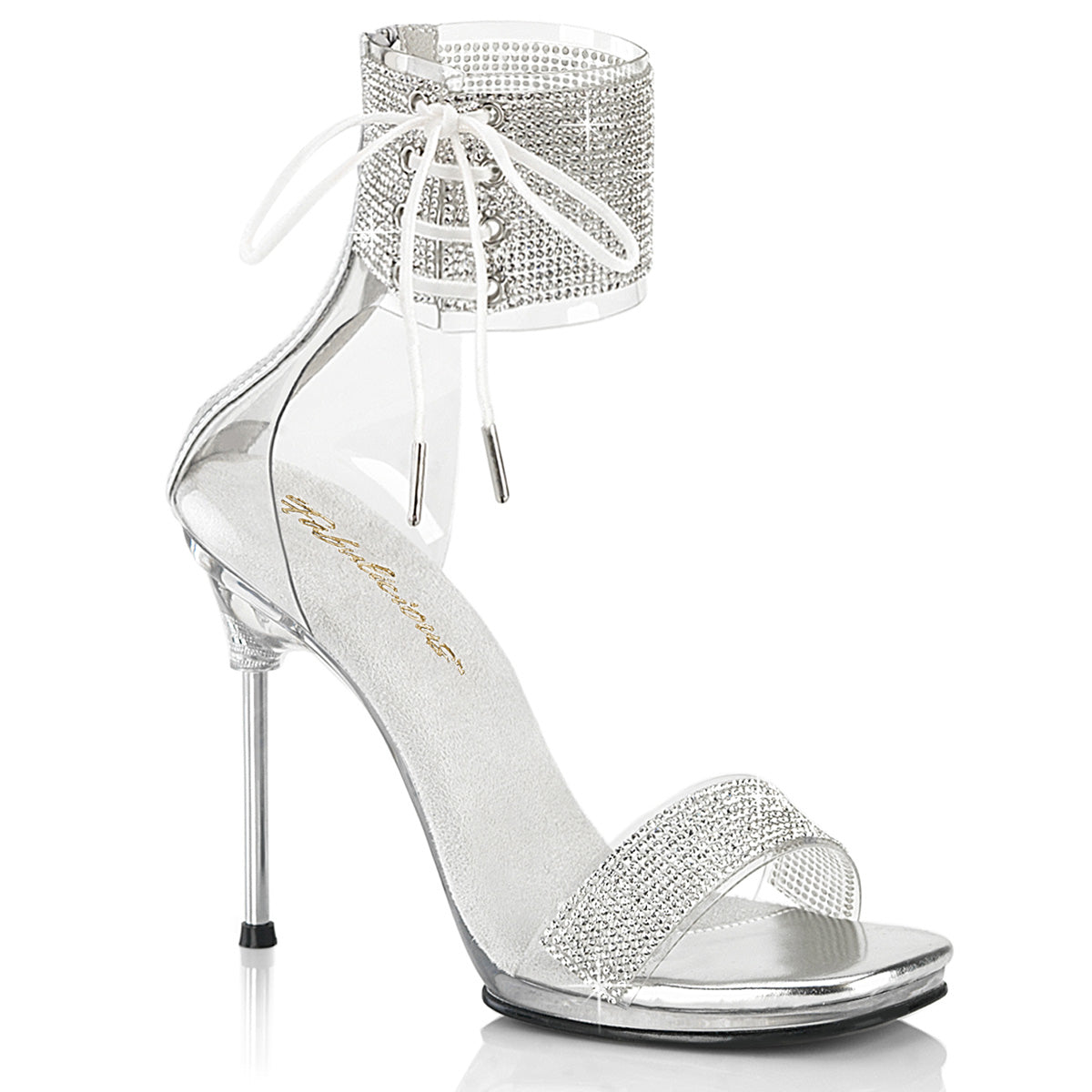 4 1/2" Heel, 1/4" PF Ankle Cuff Sandal w/RS, Back Zip (Fabulicious CHIC47/C-B/B)