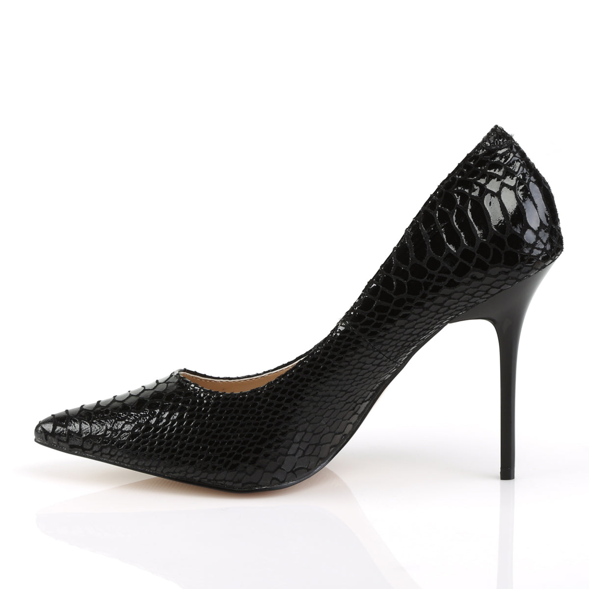 *4" Pointed-Toe Snake Print Leather Pump (Pleaser CLAS20SP/BLE)
