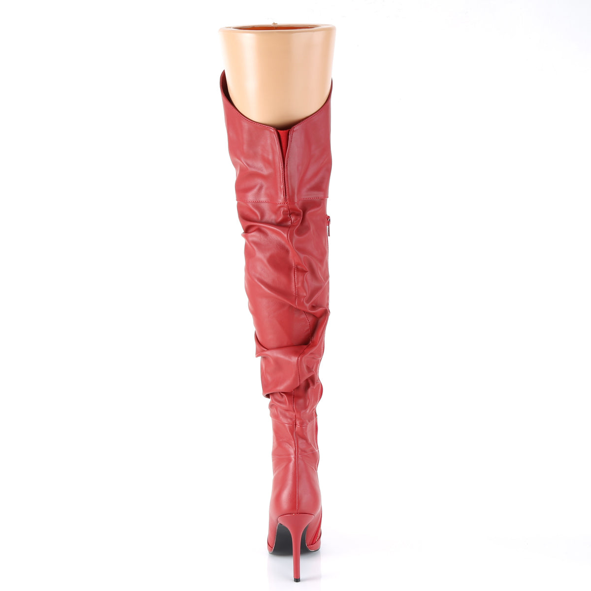 4" Heel Thigh High Pointed Boot w/PU Fur Lining, Side Zip (Pleaser CLAS3011/BPU)