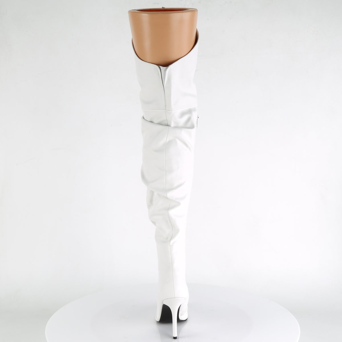 4" Heel Thigh High Pointed Boot w/PU Fur Lining, Side Zip (Pleaser CLAS3011/BPU)