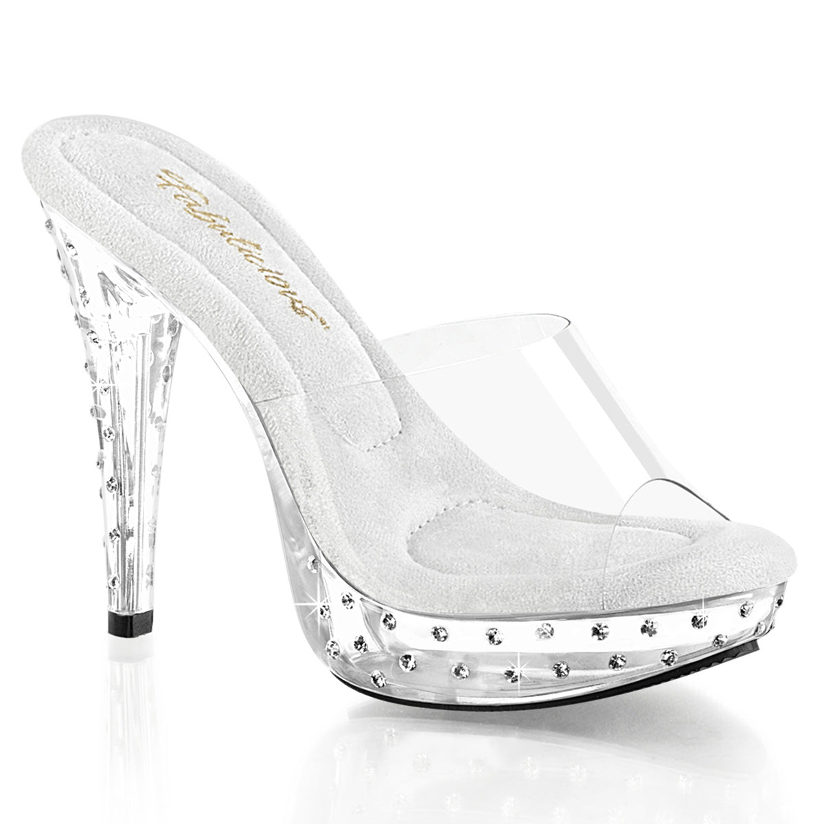 5" Heel, 1" Rhinestone Studded PF Slide (Fabulicious CTAIL501SDT/C/B)