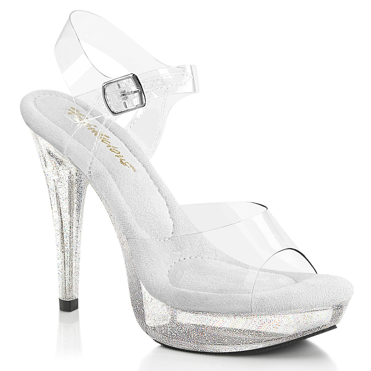 5" Heel, 1" PF Ankle Strap Sandal W/ Mini Glitters (Fabulicious CTAIL508MG/C/M)