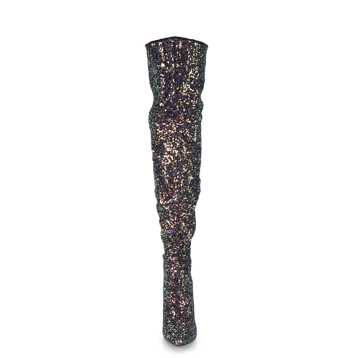 5" Glitter Thigh High Boot, 1/3 Side Zip (Pleaser COURTLY3015/BG)