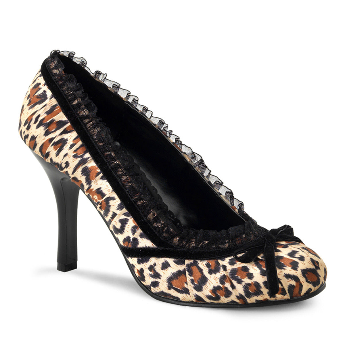 *3 1/2" Heel, Cheetah Satin Pleated Pump (Funtasma DAIN420/BN/SAT)