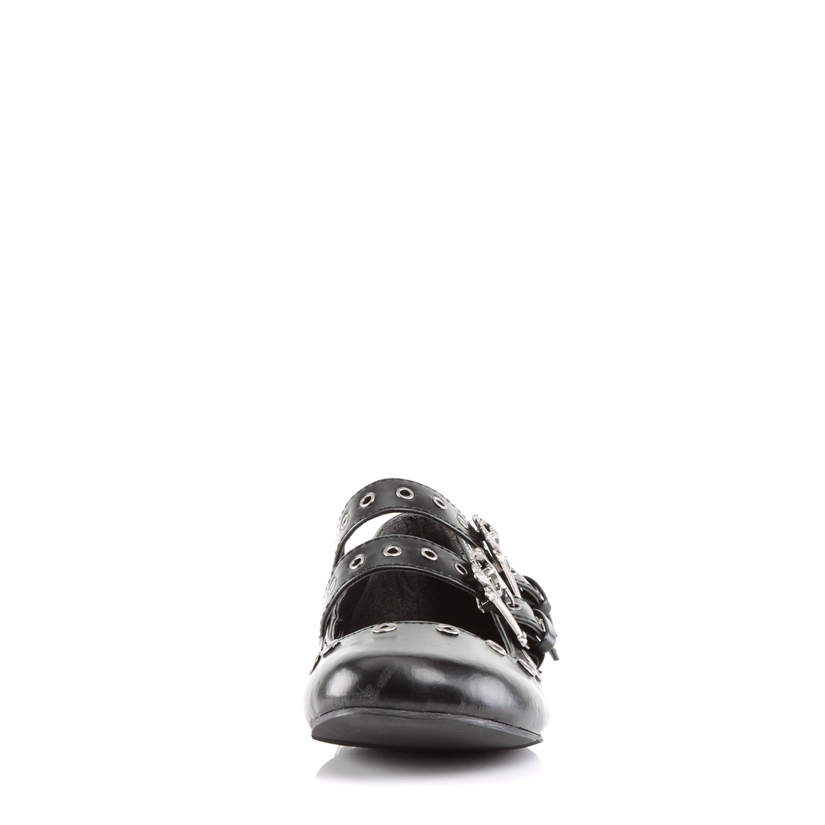 Ballet Flat Double Strap MJ W/ Skull Buckle Eyelet Detailing (Demonia DAI03/B/PU)