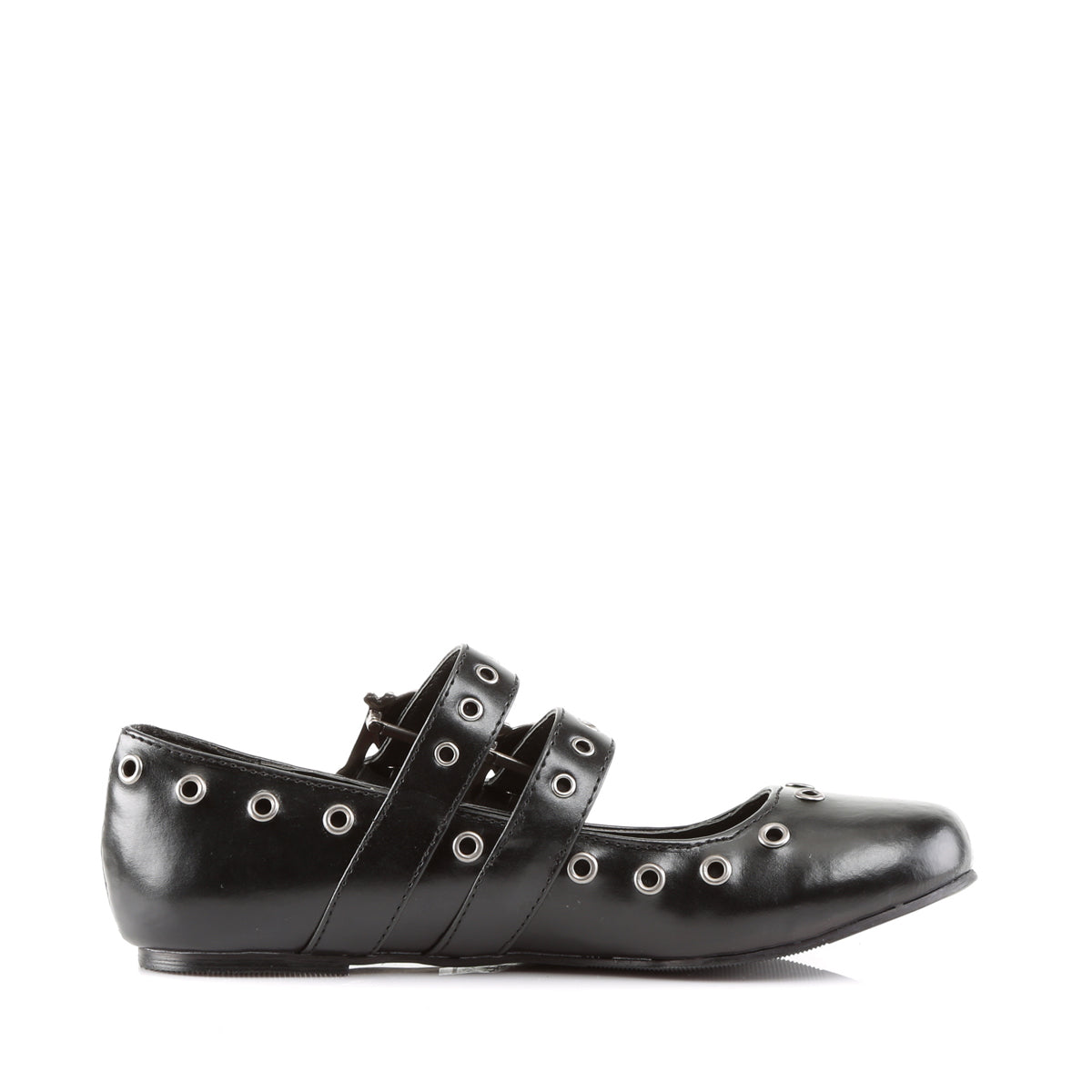 Ballet Flat Double Strap MJ W/ Skull Buckle Eyelet Detailing (Demonia DAI03/B/PU)