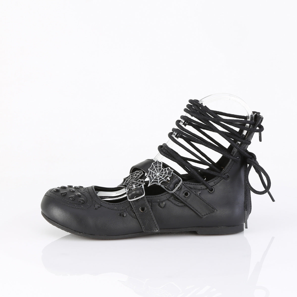 Ballet Flat Eyelet Lace-Up Ankle High Shoe (Demonia DAI11/BVL)