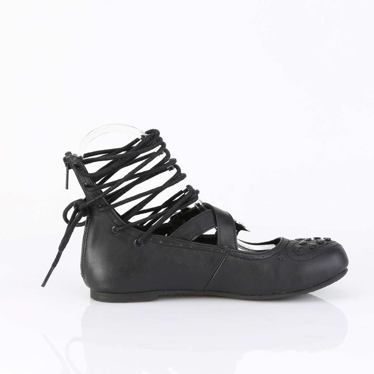 Ballet Flat Eyelet Lace-Up Ankle High Shoe (Demonia DAI11/BVL)