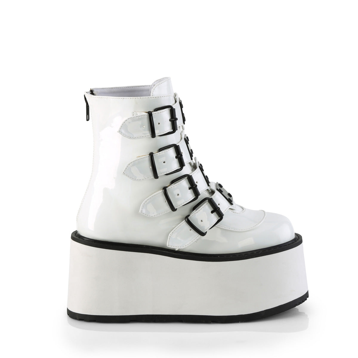 3 1/2" PF Ankle Bootw/ 4 Buckle Straps, Back MetalZip (Demonia DAM105/BVL)
