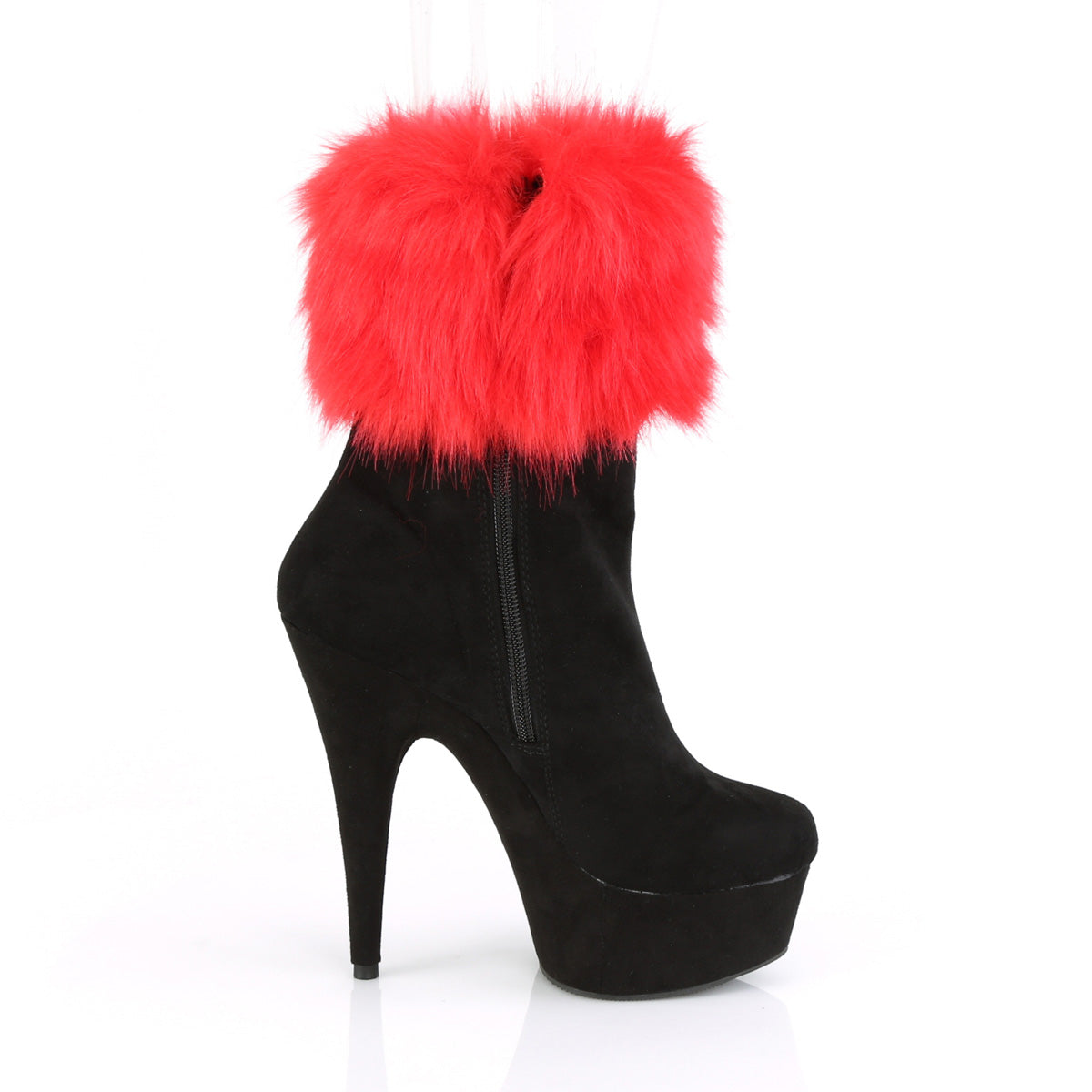 *6" Heel, 1 3/4" PF Ankle Bootie w/Fur Cuff, Inside Zip (Pleaser DEL1000/BFS/M)
