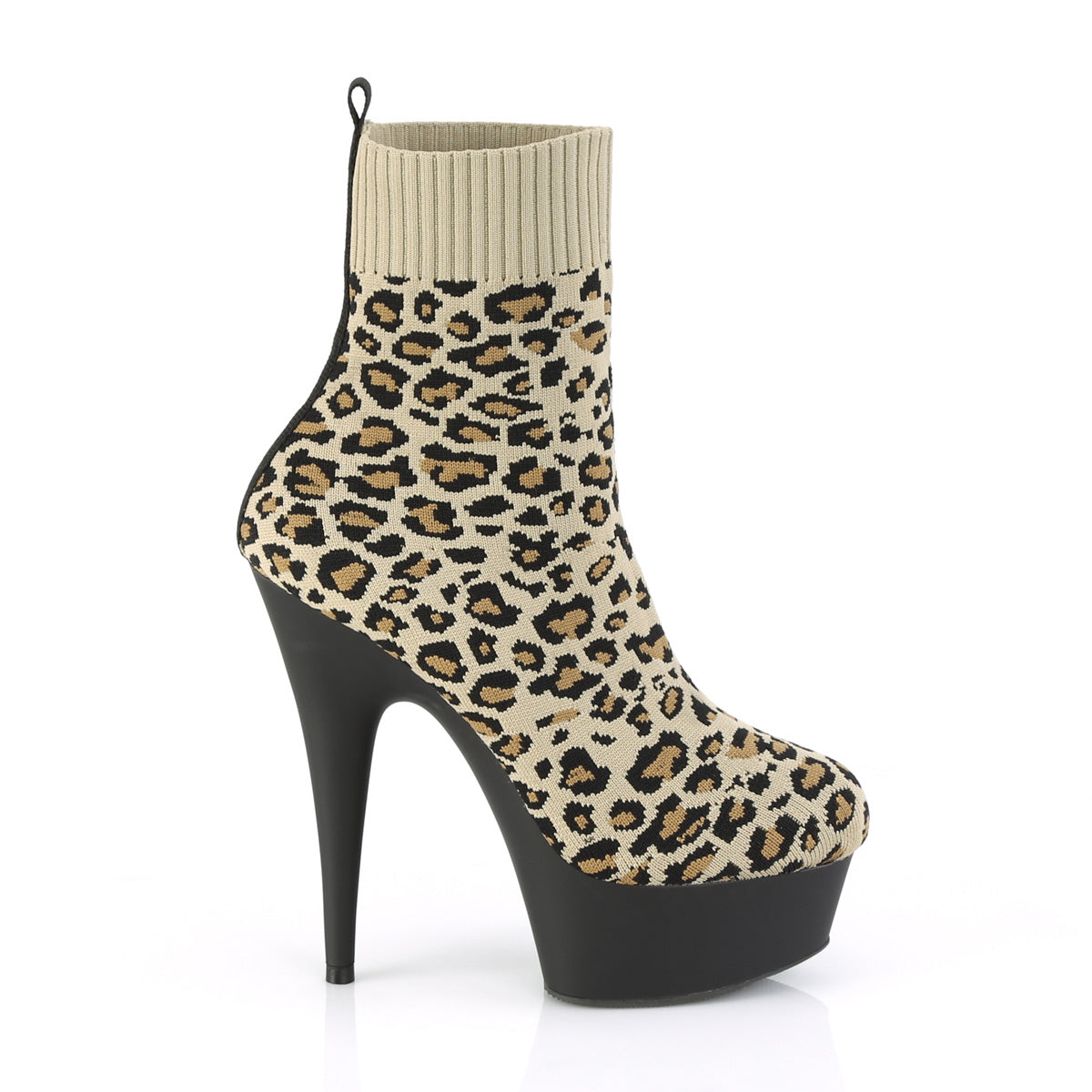 *6" Heel, 1 3/4" PF Pull-on Stretch Sock-Like Ankle Bootie (Pleaser DEL1002LP/TLPFA/B)