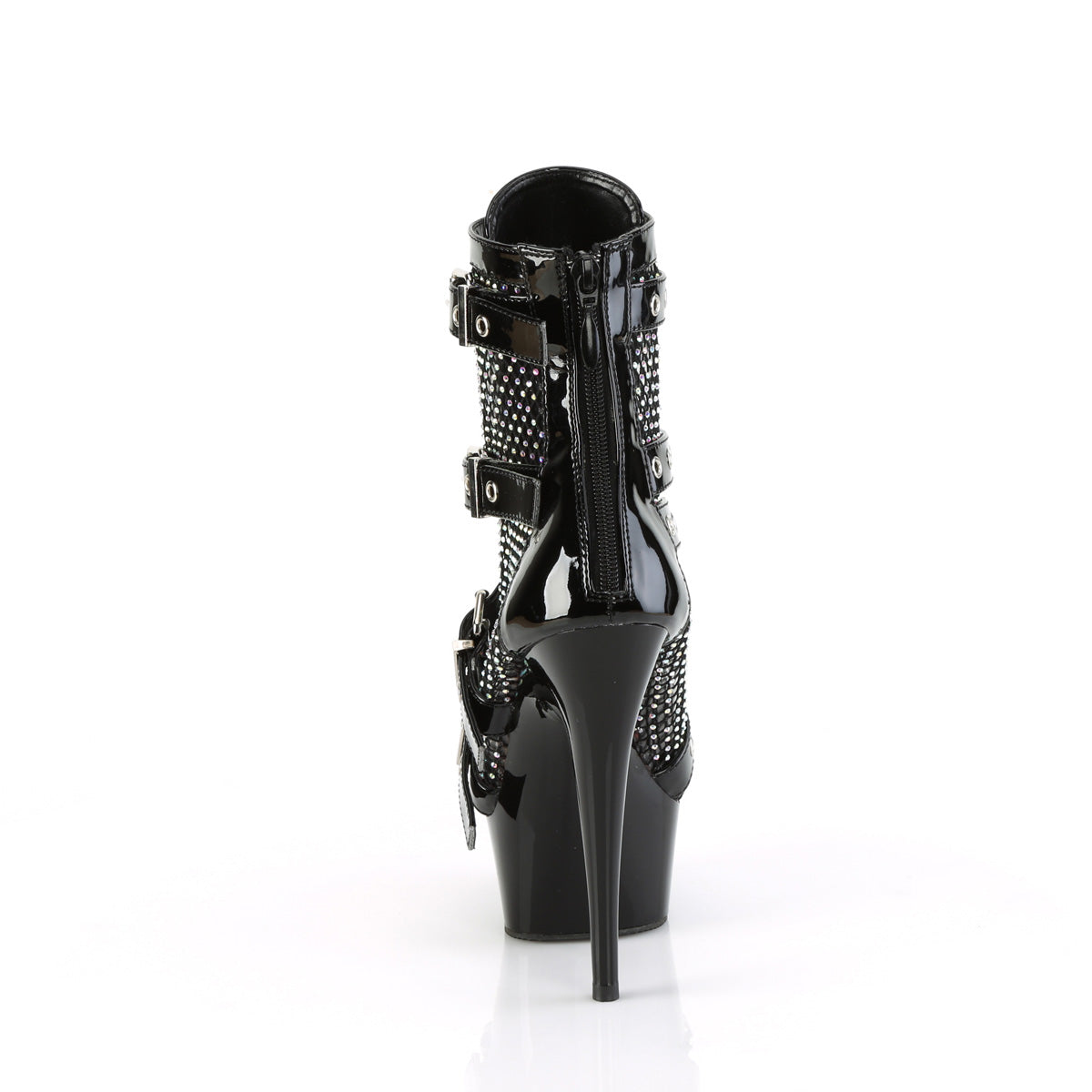 6" Heel, 1 3/4" PF Strappy Ankle Boot, Back Zip (Pleaser DEL1013RM/B-RS/M)