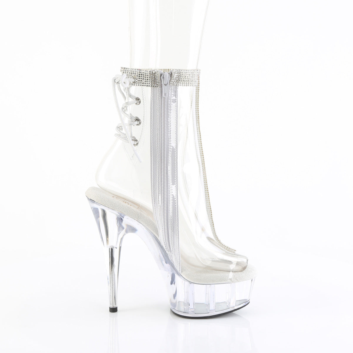 *6" Heel, 1 3/4" PF Open Toe/Heel Ankle Boot, Side Zip (Pleaser DEL1018C-2RS/C-RS/C)