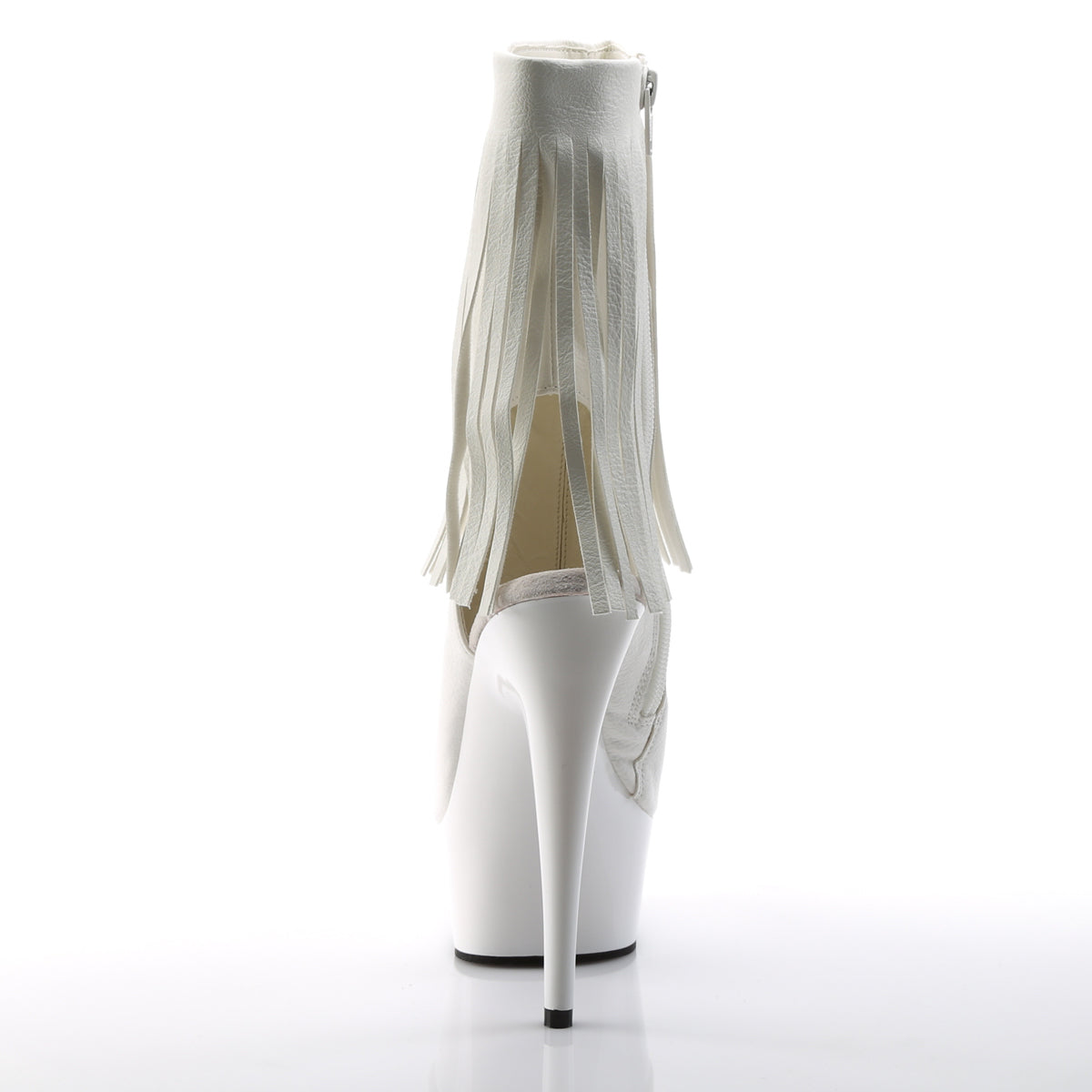 *6" Heel, 1 3/4" PF Open Toe/Heel Fringe Bootie, Side Zip (Pleaser DEL1019/BPU/M)
