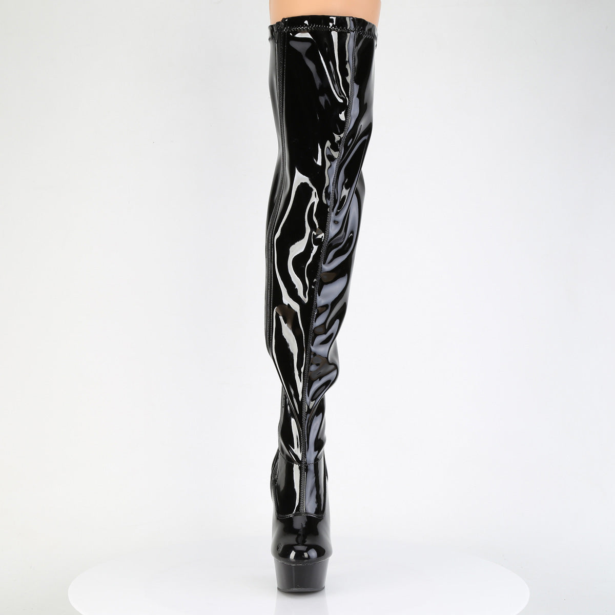 6" Heel, 1 3/4" PF Wide Calf Stretch Thigh Boot, Side Zip (Pleaser DEL3000WCF/B/M)