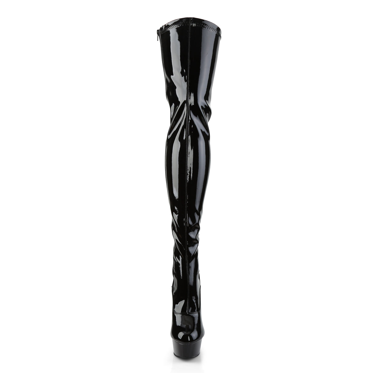 6" Heel, 1 3/4" PF Back Lace Thigh Boot, Side Zip (Pleaser DEL3063/B/M)
