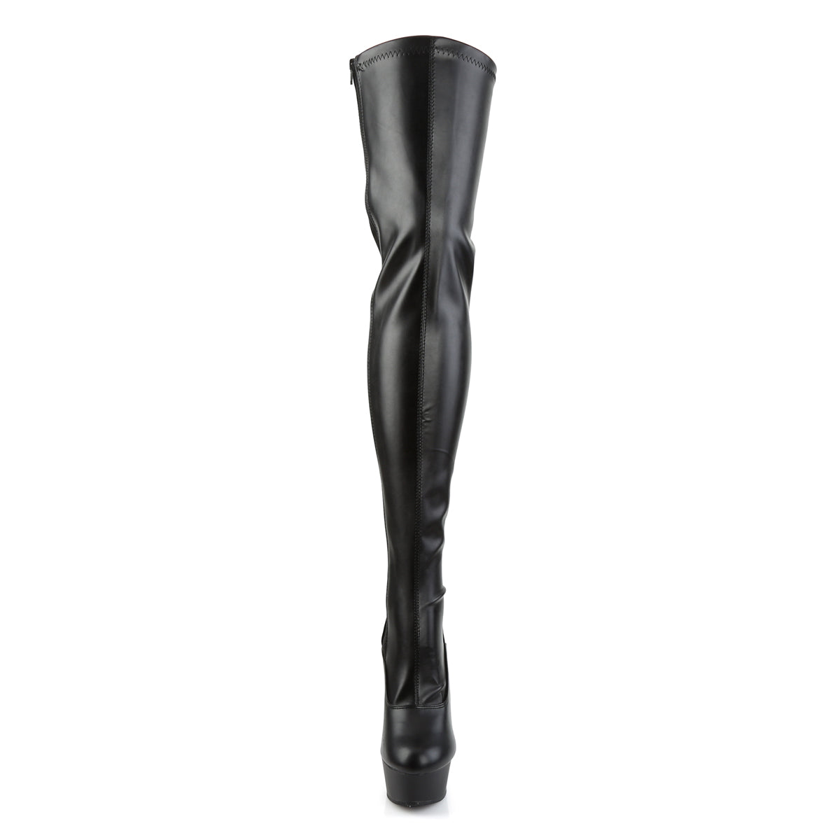 6" Heel, 1 3/4" PF Back Lace Thigh Boot, Side Zip (Pleaser DEL3063/B/M)