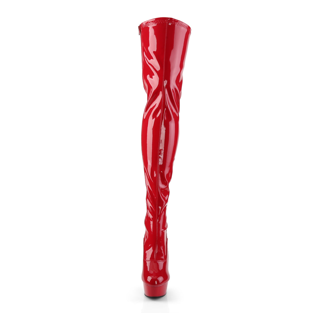 6" Heel, 1 3/4" PF Back Lace Thigh Boot, Side Zip (Pleaser DEL3063/B/M)