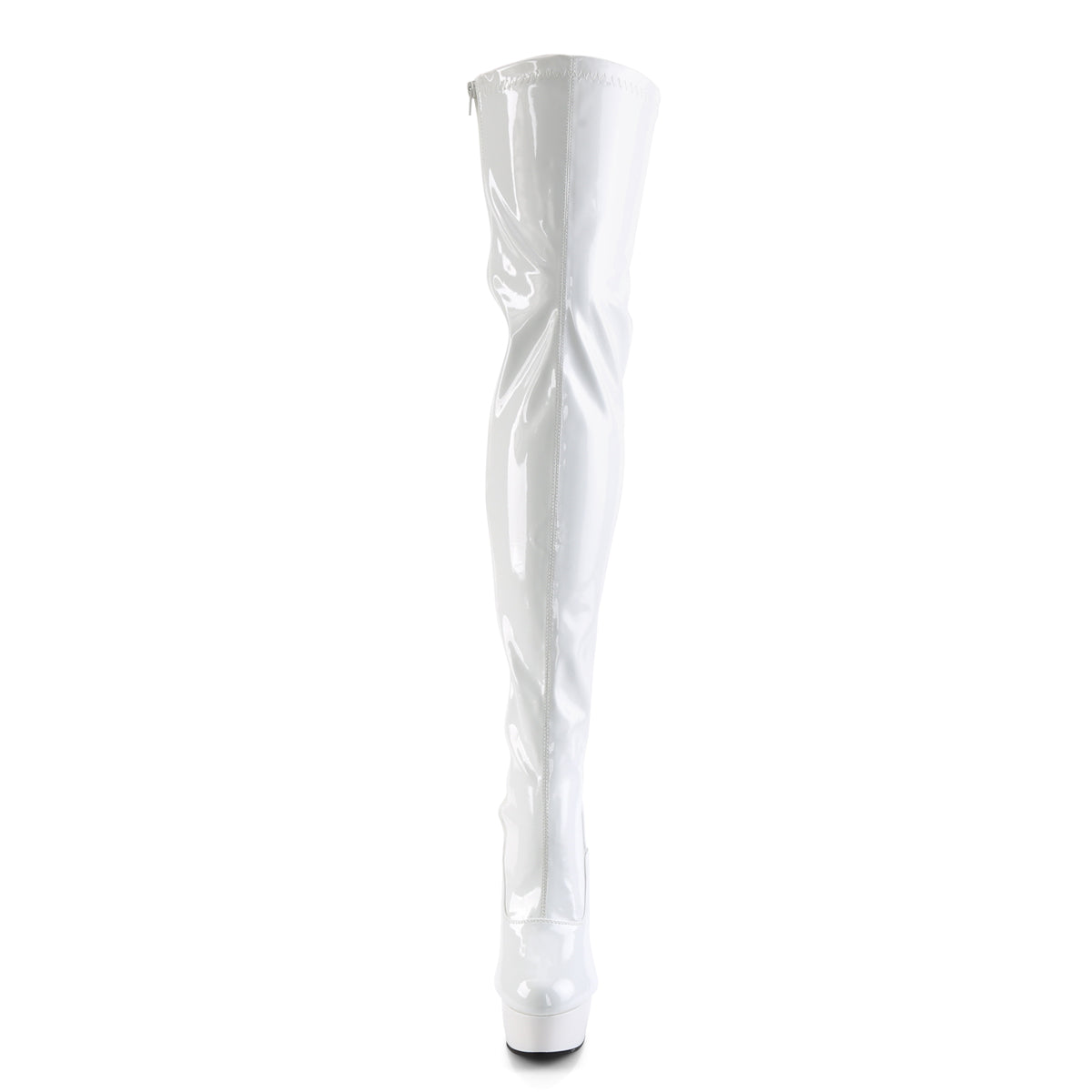 6" Heel, 1 3/4" PF Back Lace Thigh Boot, Side Zip (Pleaser DEL3063/B/M)