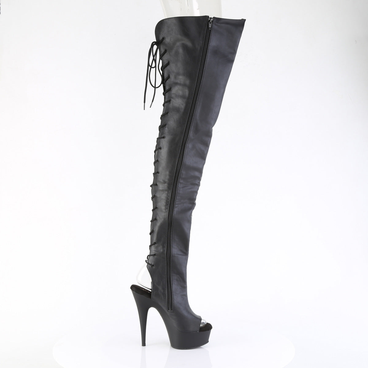 *6" Heel, 1 3/4" PF Back Lace Crotch Boot, Side Zip (Pleaser DEL4019/BPU/M)